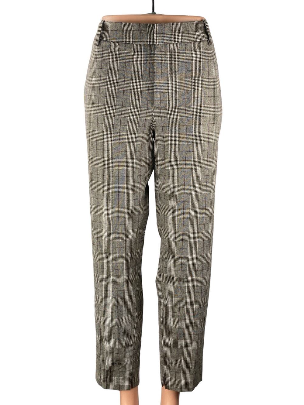 Zara Women's Gray Plaid Check High Rise Loose Tapered Trousers Dress Pants Sz 10